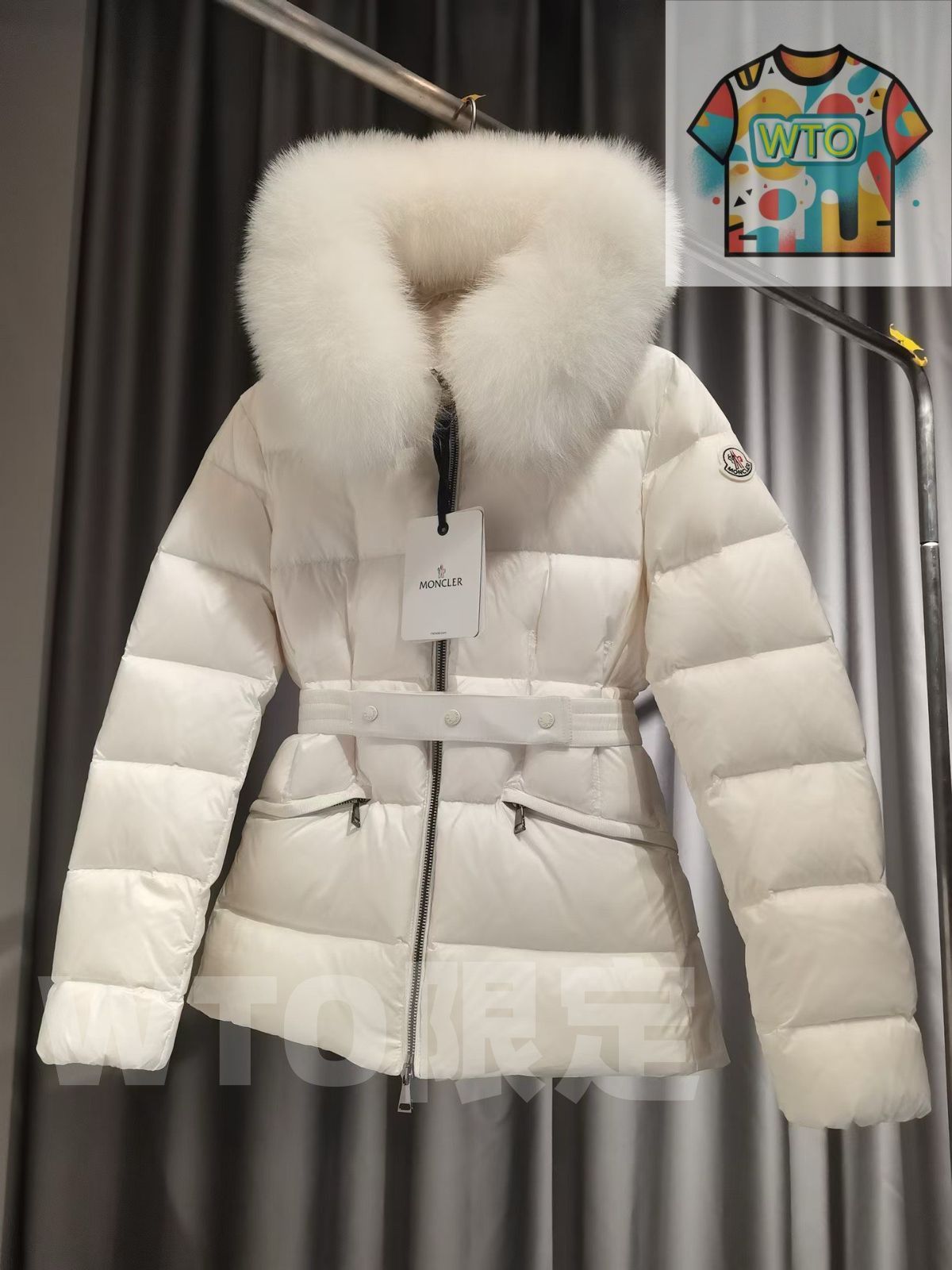 MONCLERモンクレール 白いダウンジャケッフード付き ウエストベルト|WTO通販| -WTO輸入-VDU45