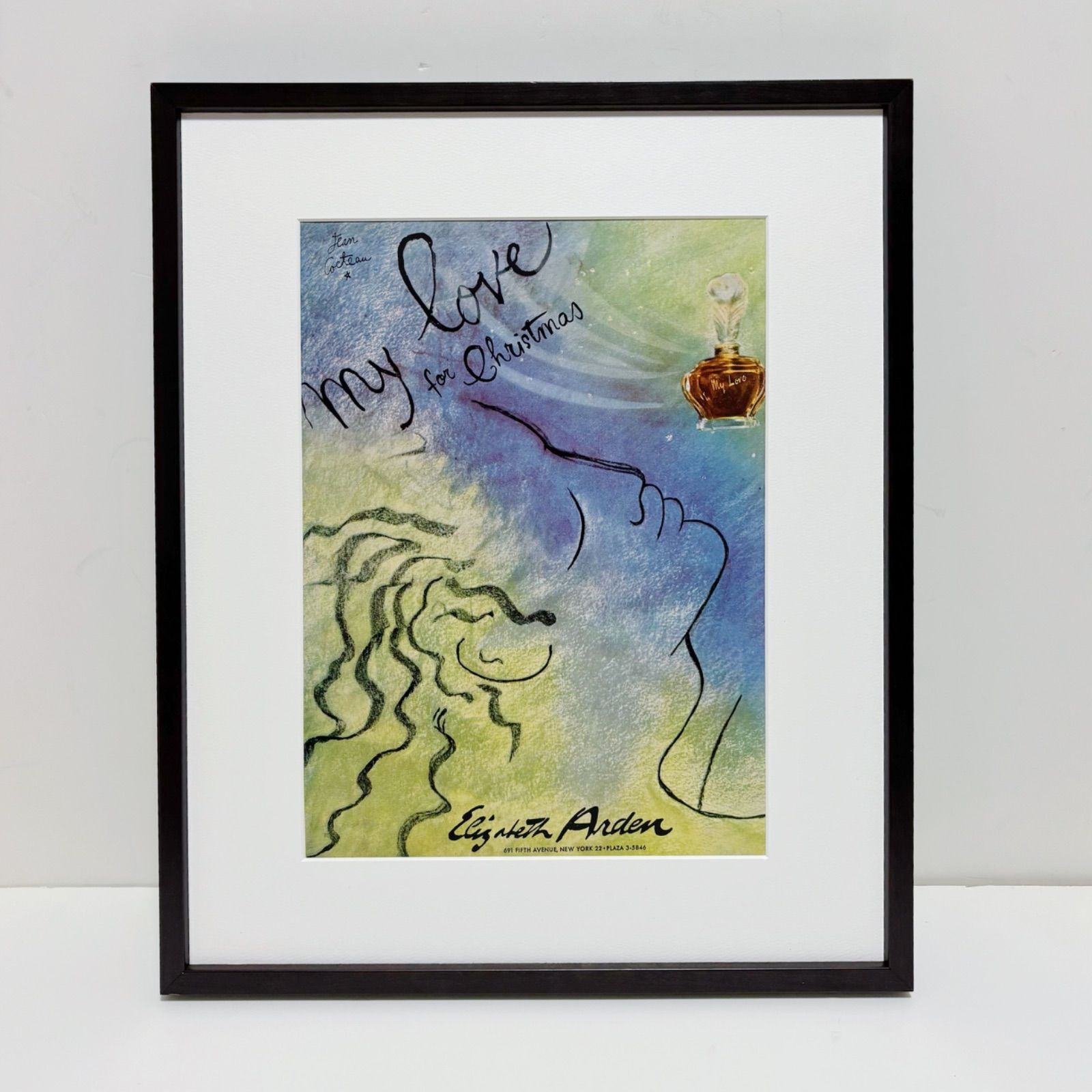 ＜1948 広告＞Jean Cocteau ジャン・コクトー My Love Elizabeth Arden ヴィンテージ ビンテージ アートポスター 額縁 フレーム付き インテリア モダン おしゃれ かわいい 壁掛け