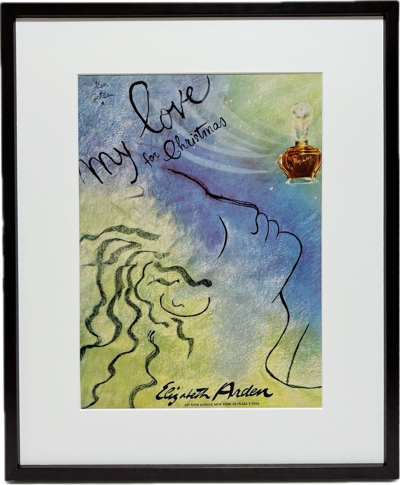 ＜1948 広告＞Jean Cocteau ジャン・コクトー My Love Elizabeth Arden ヴィンテージ ビンテージ アートポスター 額縁 フレーム付き インテリア モダン おしゃれ かわいい 壁掛け