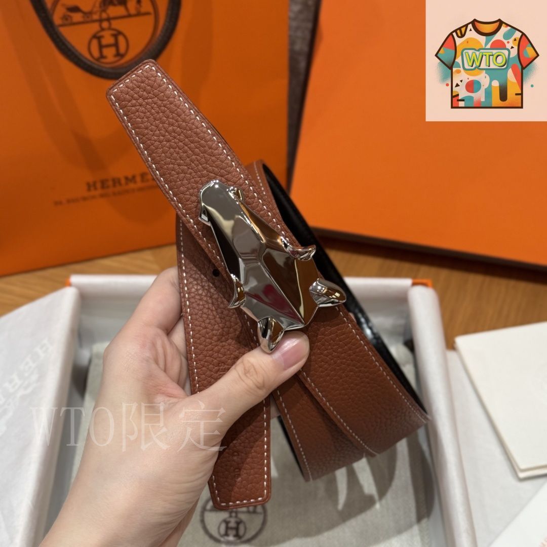 WTO通販 Herm s エルメス Yachting バックル ダブルフェイスベルト WTO輸入 CZA 50 セットアップ ブラック系