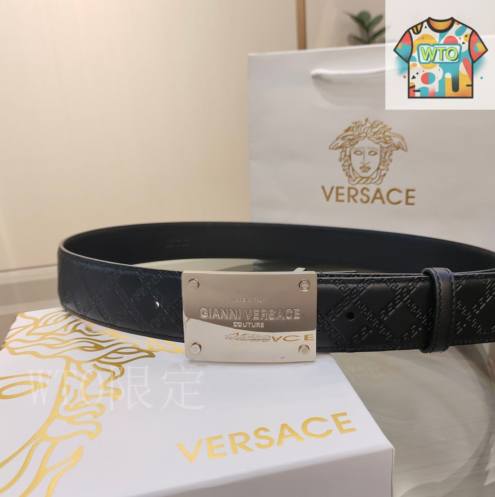 WTO通販 VERSACE ヴェルサーチ レザーベルト-WTO輸入-QVQ18