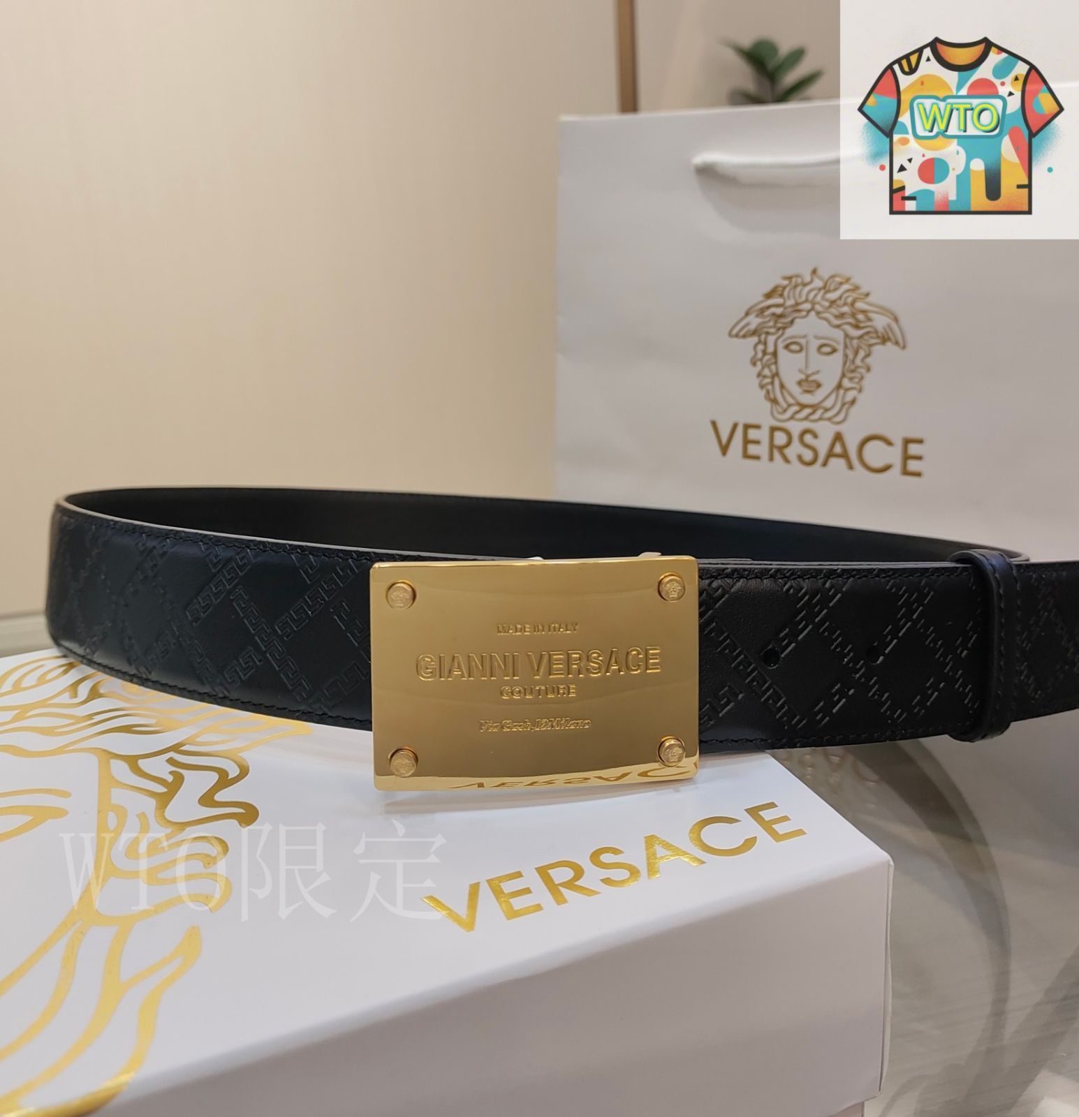 WTO通販 VERSACE ヴェルサーチ レザーベルト-WTO輸入-CXQ49