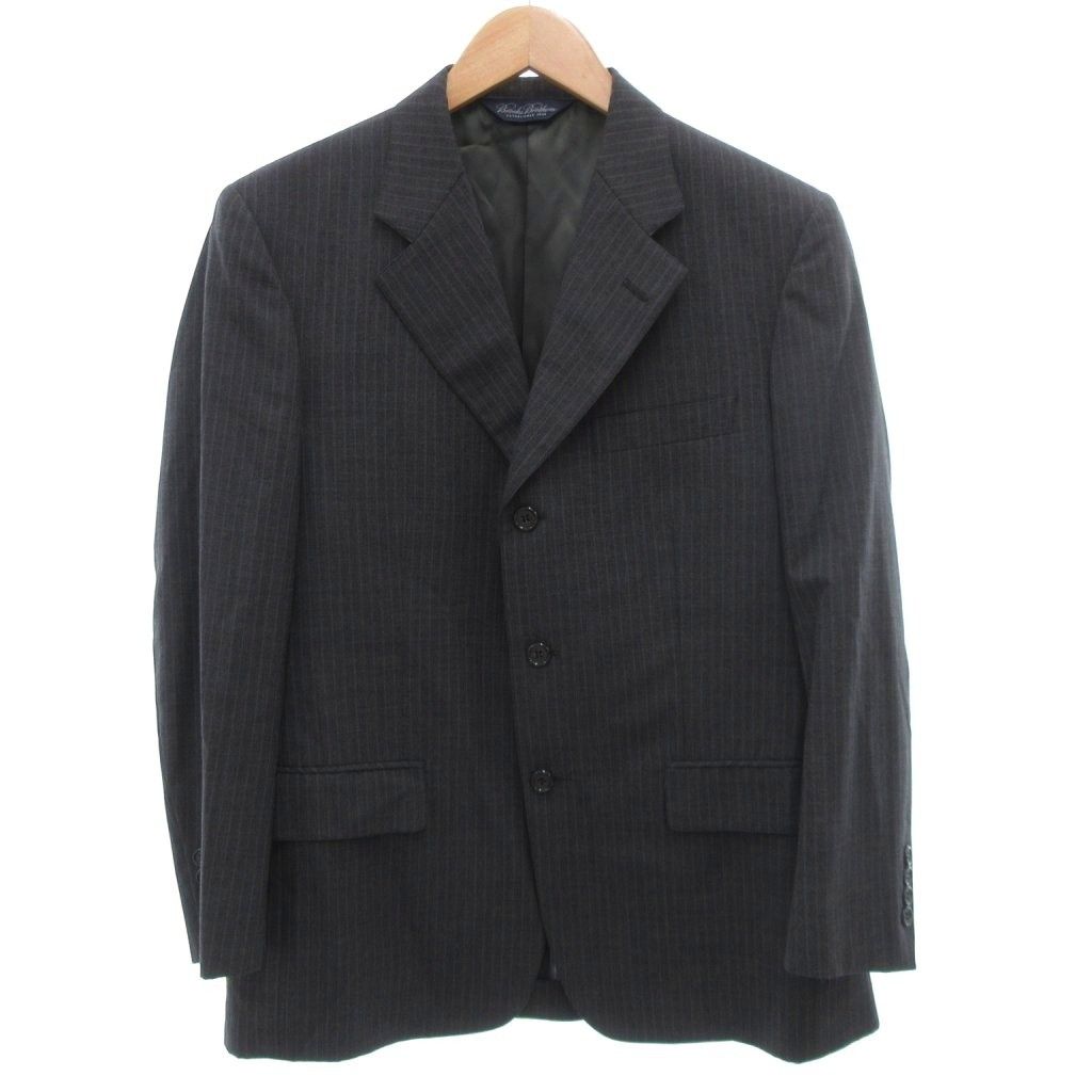 ブルックスブラザーズ BROOKS BROTHERS セットアップ スーツ テーラードジャケット パンツ シングル 3B サイドベンツ 背抜き ストライプ ウール 37SHT 36SHT グレー 紺 ネイビー GV