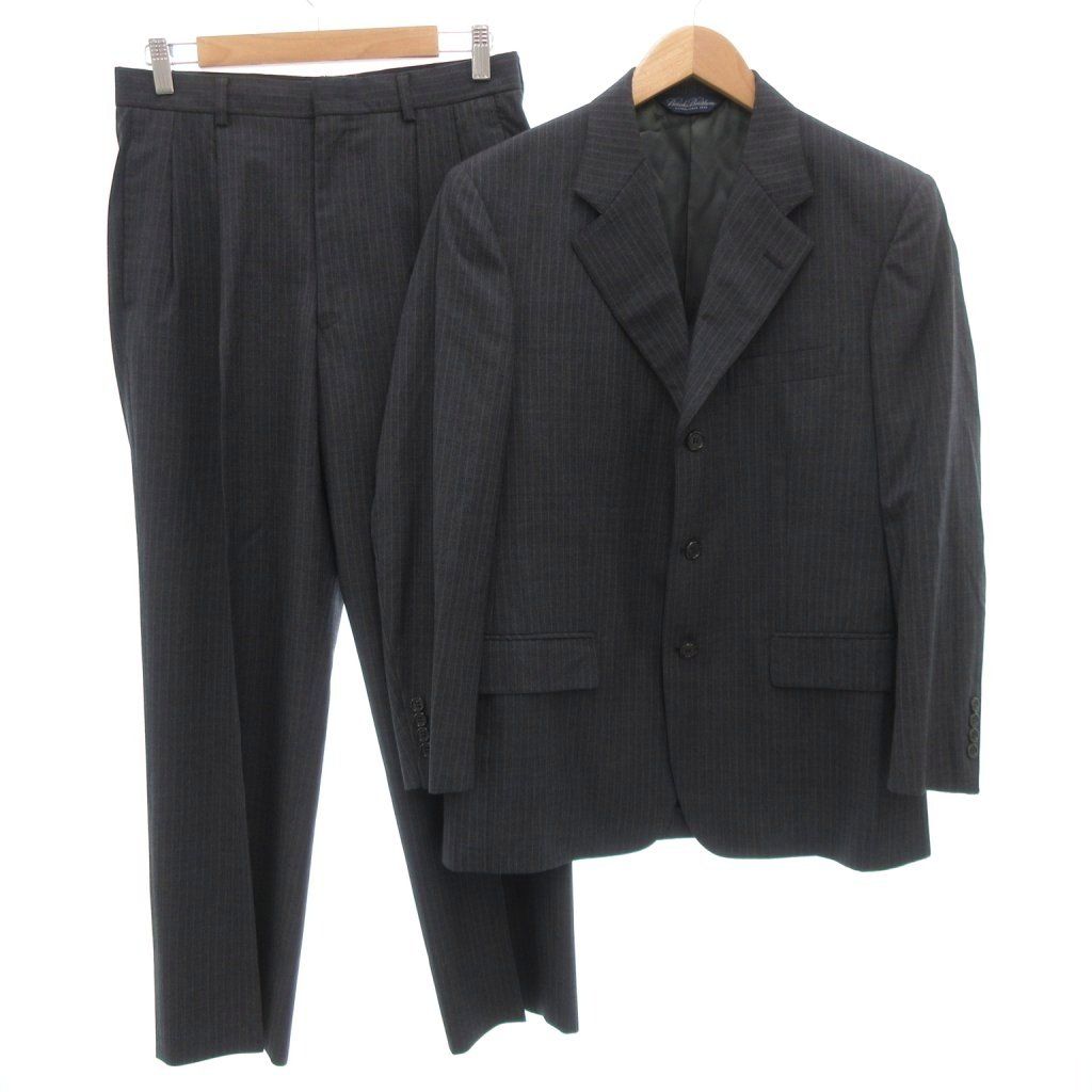 ブルックスブラザーズ BROOKS BROTHERS セットアップ スーツ テーラードジャケット パンツ シングル 3B サイドベンツ 背抜き ストライプ ウール 37SHT 36SHT グレー 紺 ネイビー GV