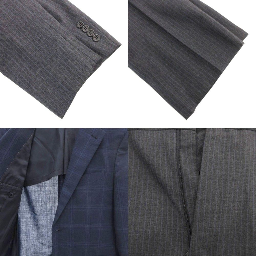 ブルックスブラザーズ BROOKS BROTHERS セットアップ スーツ テーラードジャケット パンツ シングル 3B サイドベンツ 背抜き ストライプ ウール 37SHT 36SHT グレー 紺 ネイビー GV ODELLYA_COM