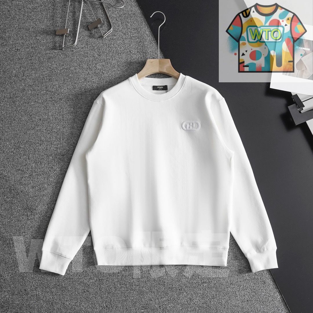 新モデルのフェンディ FENDI 立体刺繍のダブル F アルファベットロゴのカップル兼用丸首セーター