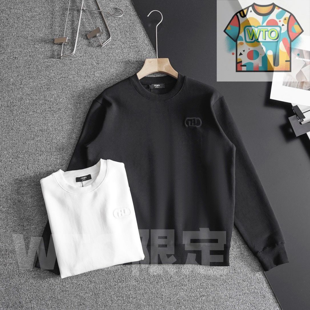 新モデルのフェンディ FENDI 立体刺繍のダブル F アルファベットロゴのカップル兼用丸首セーター