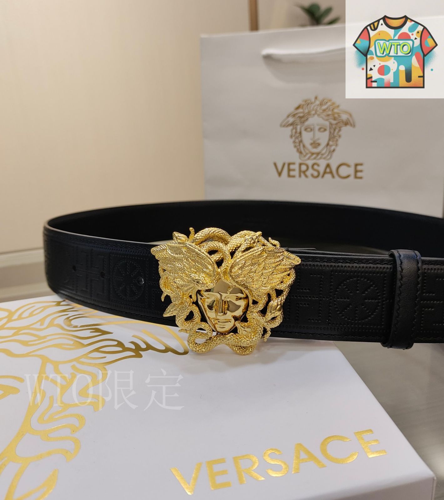 WTO通販 VERSACE ヴェルサーチ レザーベルト-WTO輸入-NAV13