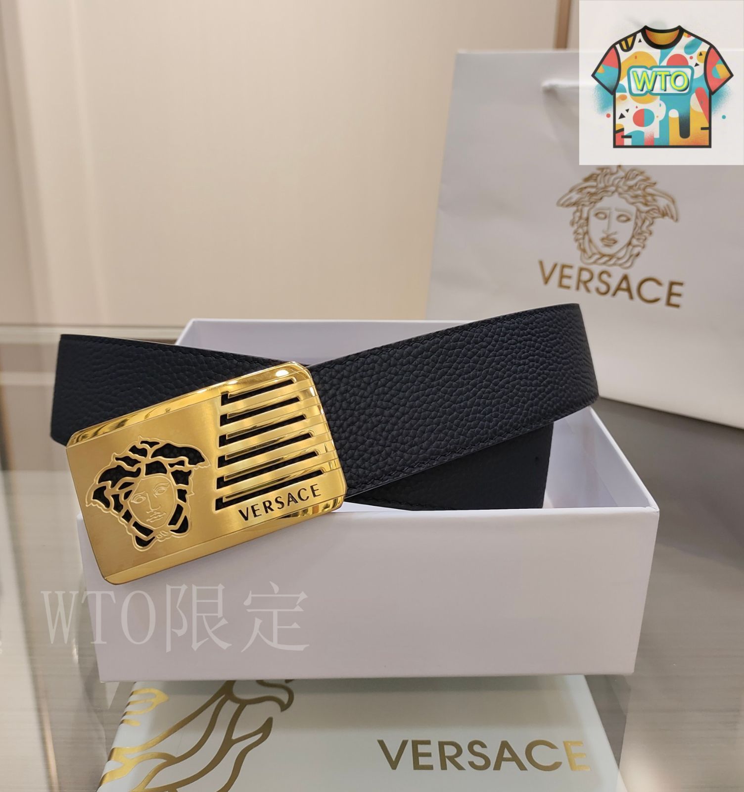 WTO通販 VERSACE ヴェルサーチ レザーベルト-WTO輸入-LTR17