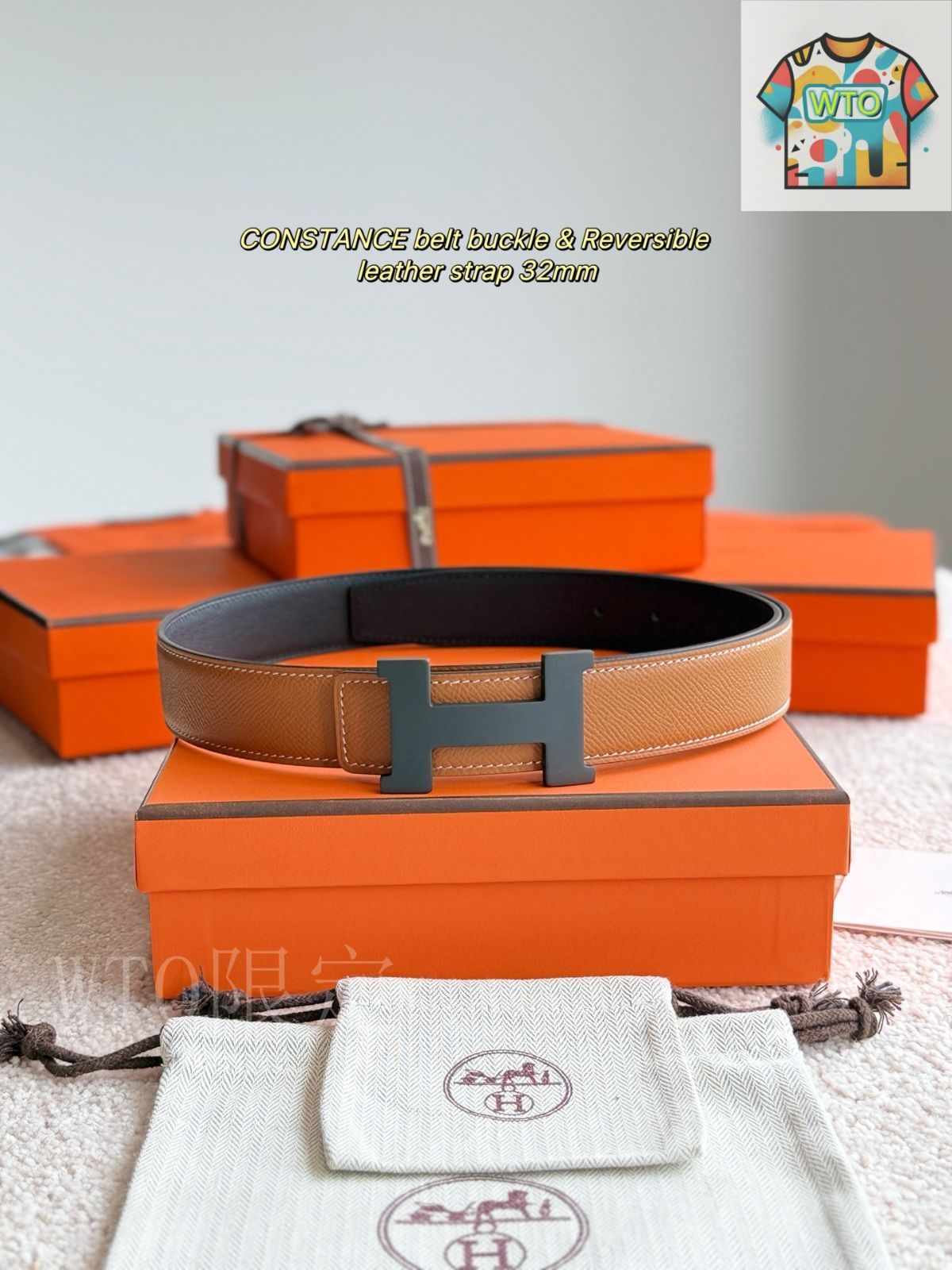 WTO通販 Herm s エルメス 5382 レザーベルト WTO輸入 NFM 55