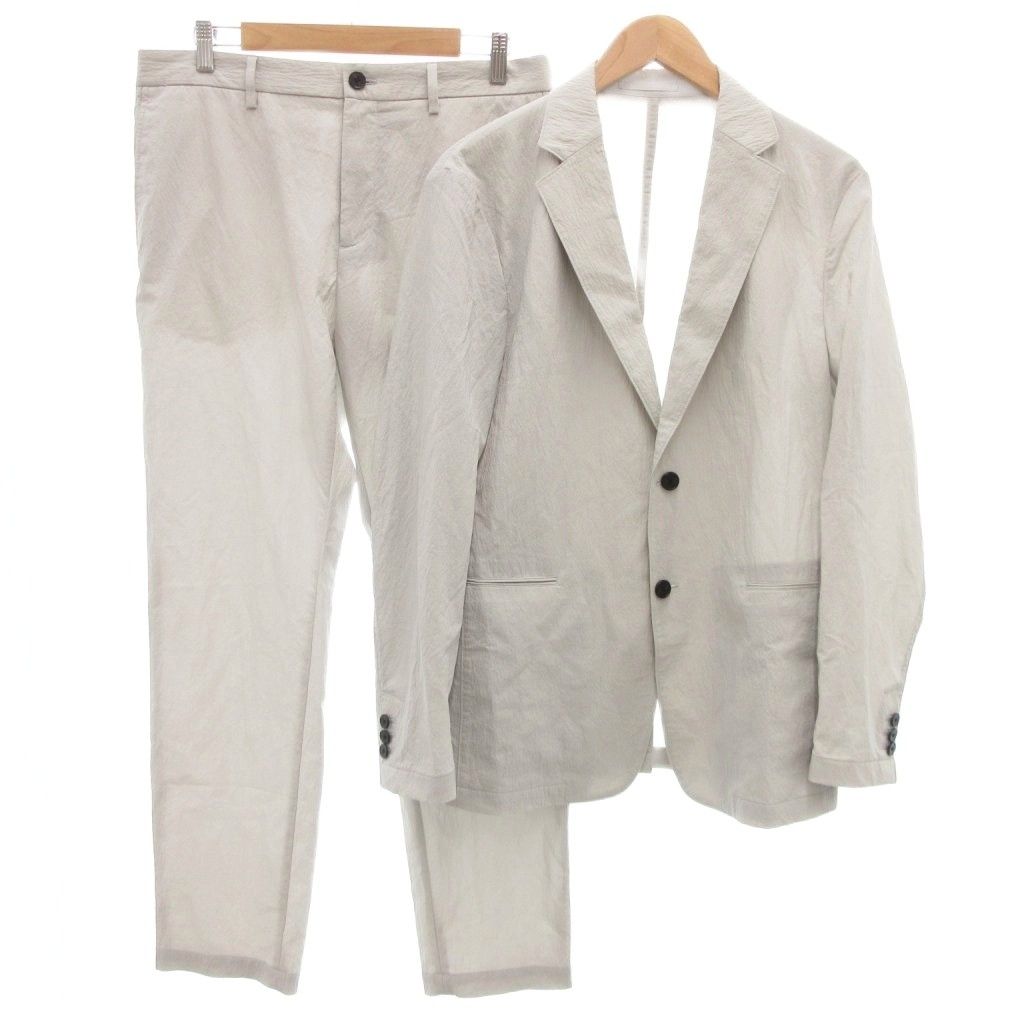 セオリー Theory 24AW Kelso Clinton CPSC W A セットアップ シアサッカー テーラードジャケット パンツ シングル 2B センターベント ナイロン 40 ライトグレー 02-4204000 GV