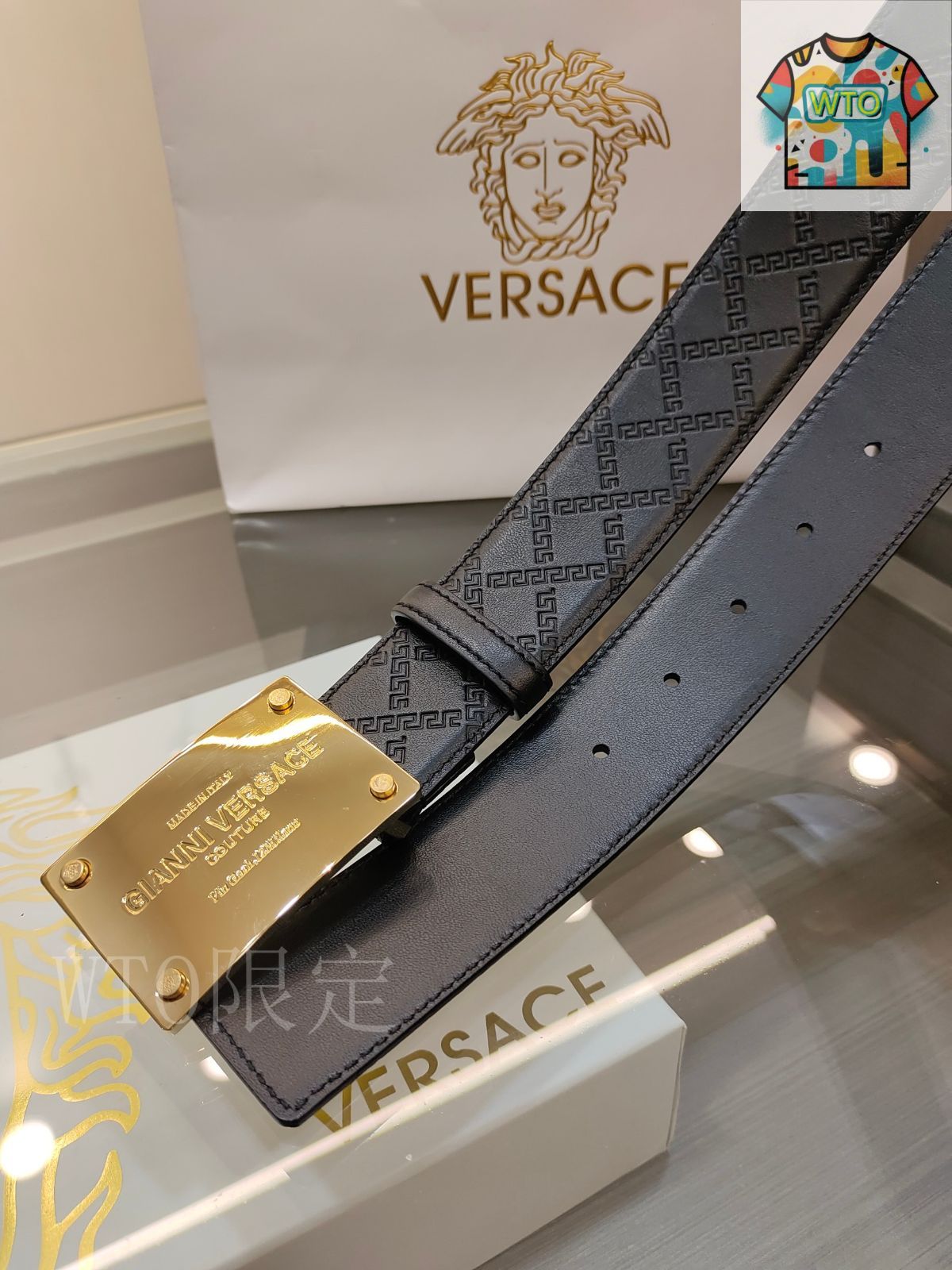 最安値 WTO通販 VERSACE ヴェルサーチ レザーベルト-WTO輸入-CXQ49