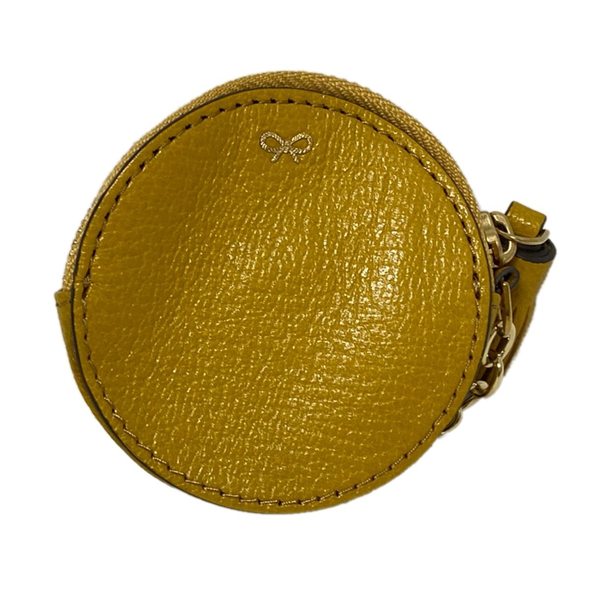 Anya Hindmarch アニヤハインドマーチ コインケース - イエロー キーリング付き スマイリー レザー