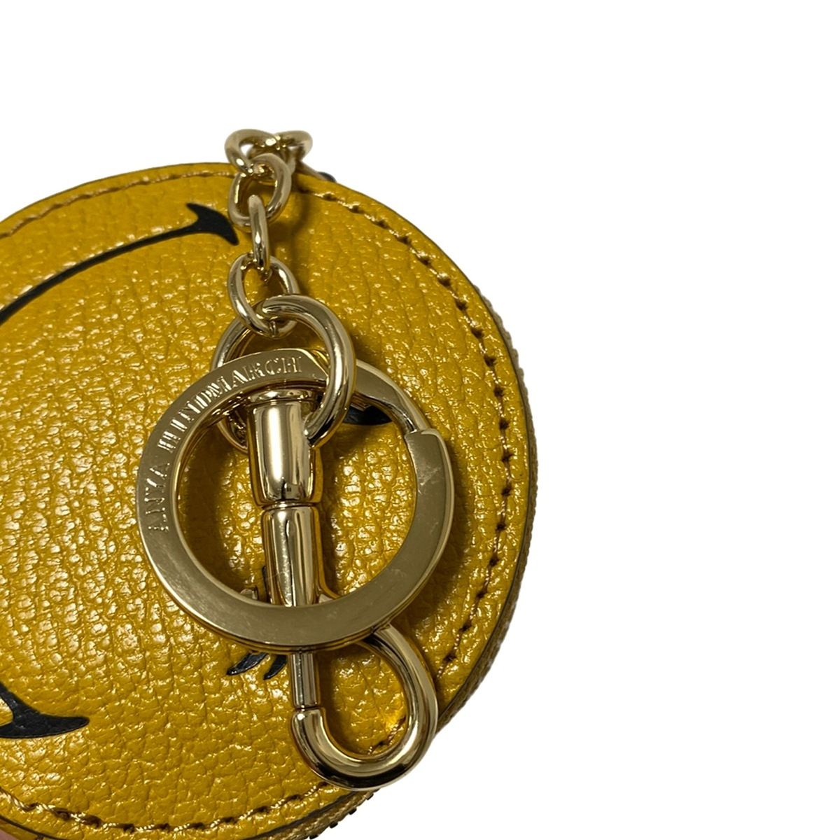 Anya Hindmarch アニヤハインドマーチ コインケース イエロー キーリング付き スマイリー レザー 体型カバー フェミニン