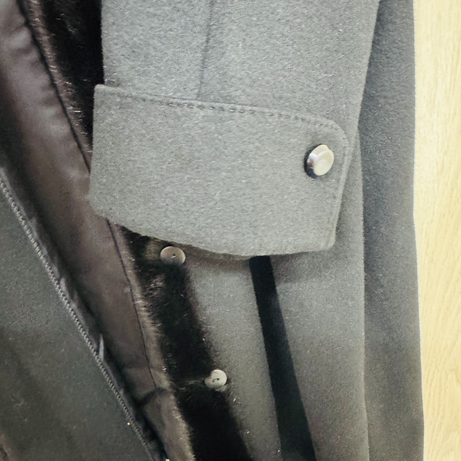 S【ミンク】PARIENNE 毛皮コート ファー付き ロングコート ブラック