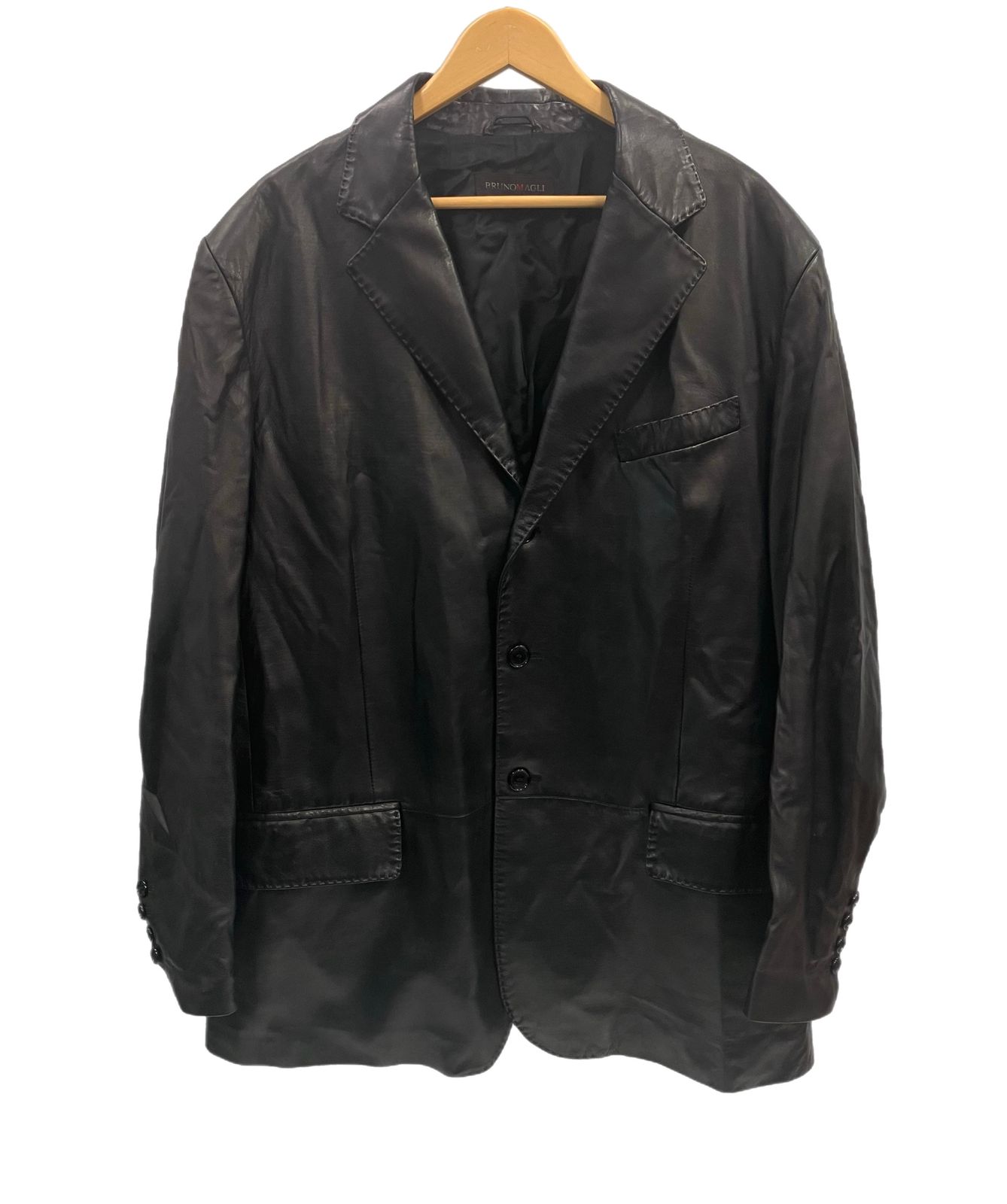 ブルーノマリ BRUNOMAGLI レザーテーラードジャケット 54 ジャケット ブラック 101MT-5298