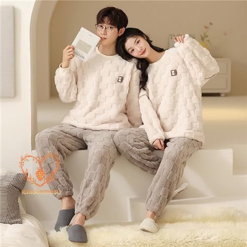 ペア カップル パジャマ プレゼント 秋冬 メンズ セット カップル モコモコ 結婚祝い ペア ルームウェア ペアパジャマ 長袖 ペアパジャマ