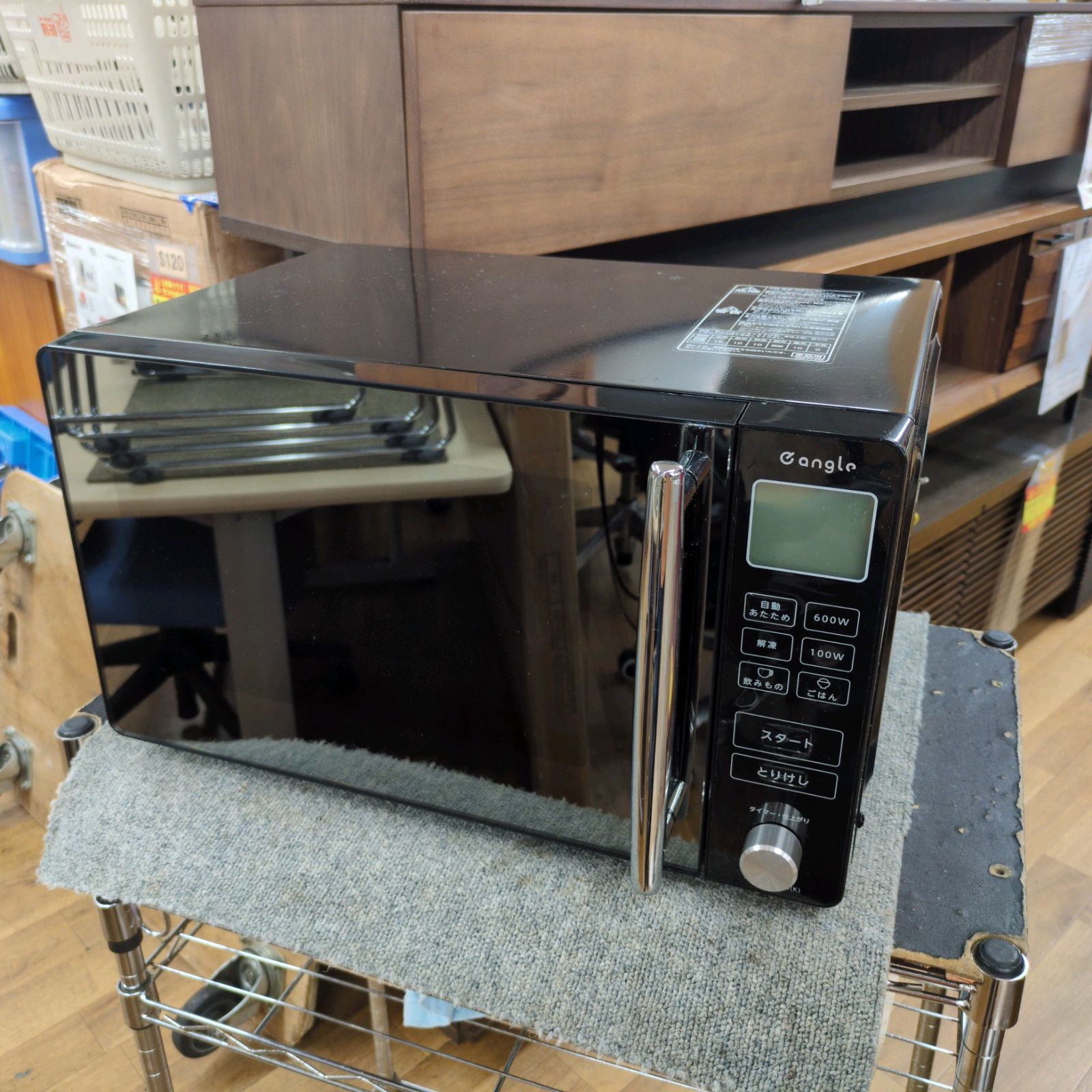 J 222 天板と庫内キズ使用感 e angle フラット電子レンジ ANG MOB 5 K