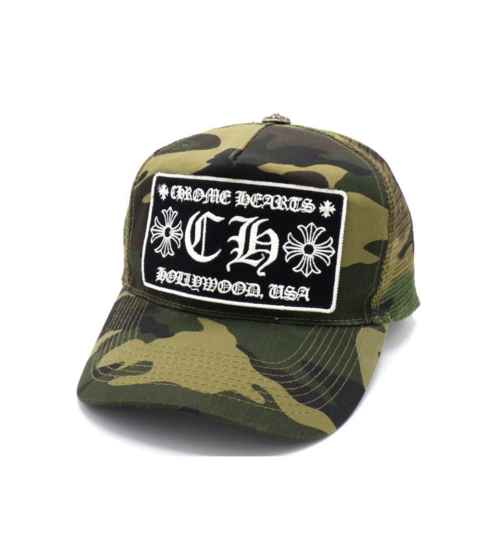 クロムハーツ CHROME HEARTS CH TRUCKER CAMO CAP CH 刺繍 ワッペン カモフラ トラッカー メッシュ キャップ n9885