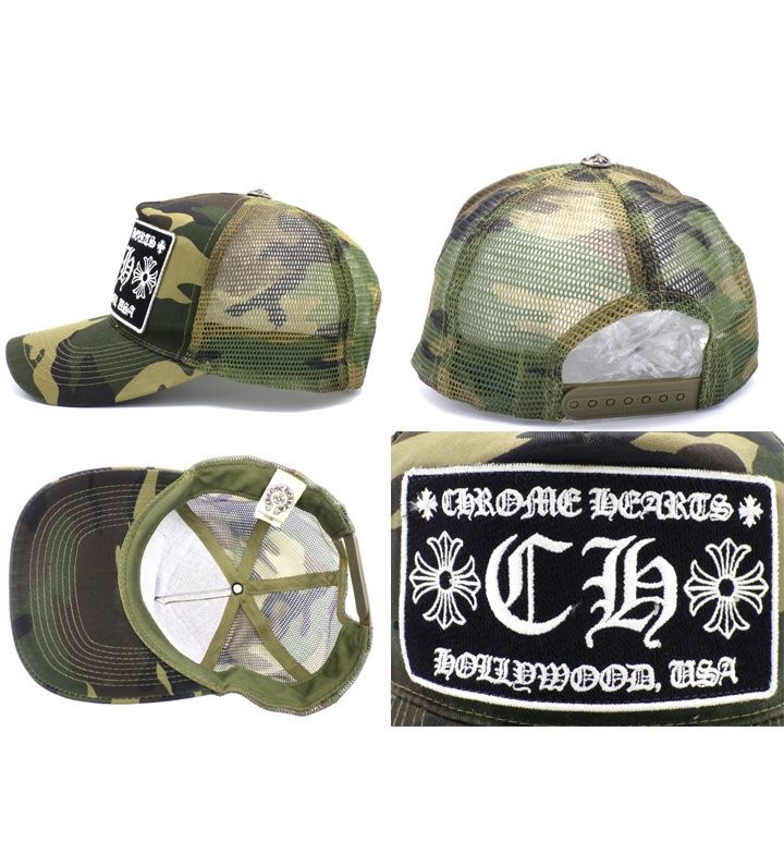 クロムハーツ CHROME HEARTS CH TRUCKER CAMO CAP CH 刺繍 ワッペン カモフラ トラッカー メッシュ キャップ n9885