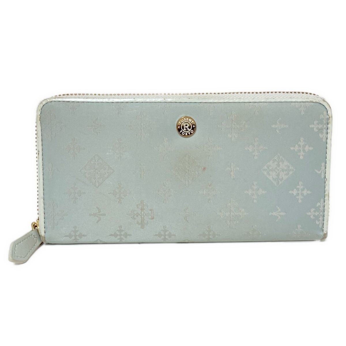 russet ラシット 長財布 - ライトブルーグレージュ×ライトグレー ラウンドファスナー レザー