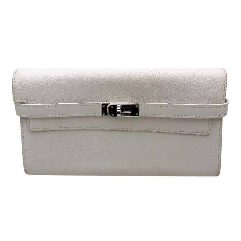 エルメス HERMES ケリーウォレットロング K刻印 2007年製 ホワイト シルバー金具 ヴォーエプソン レディース 長財布
