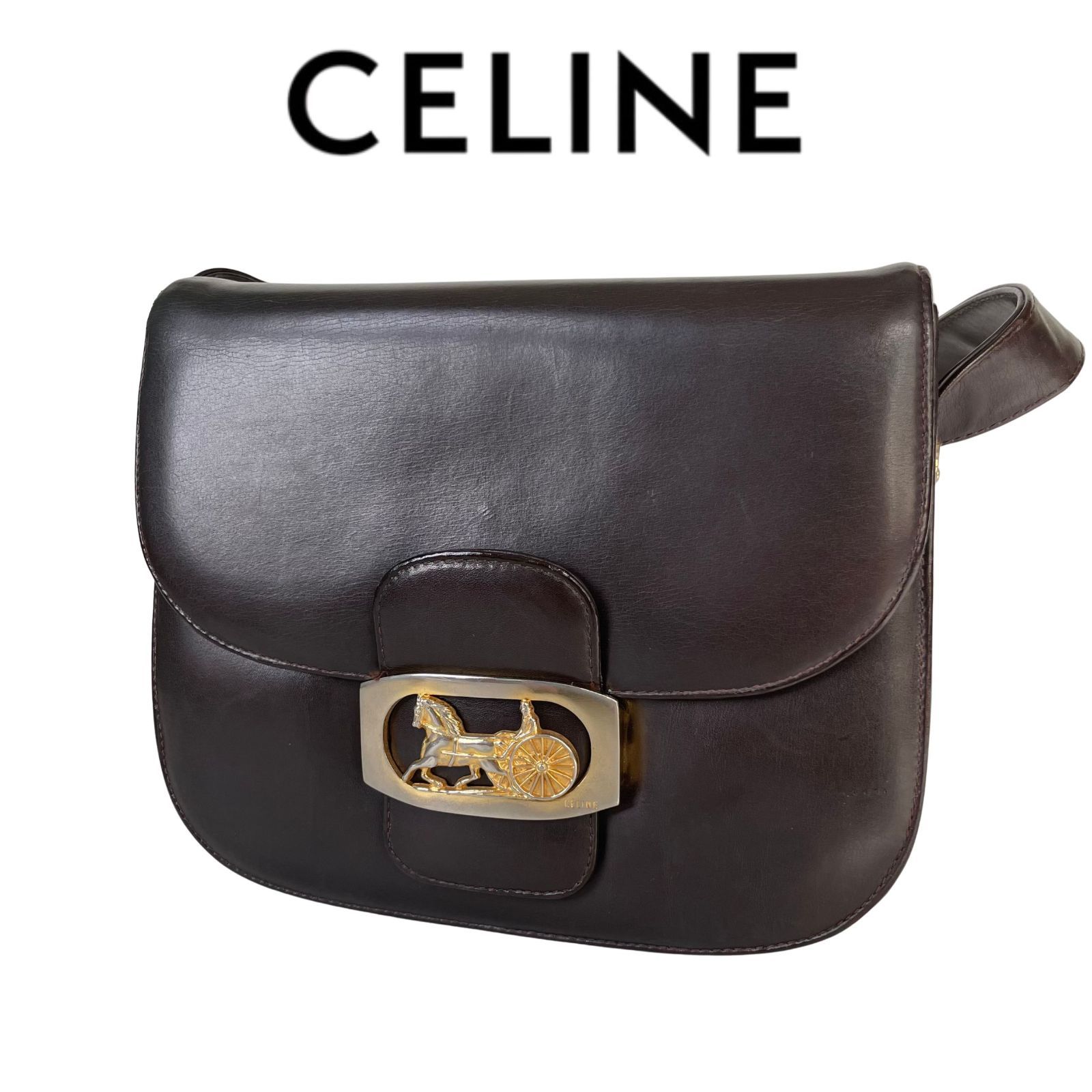 希少モデル】CELINE セリーヌ 馬車 ホースキャリッジ 車輪金具