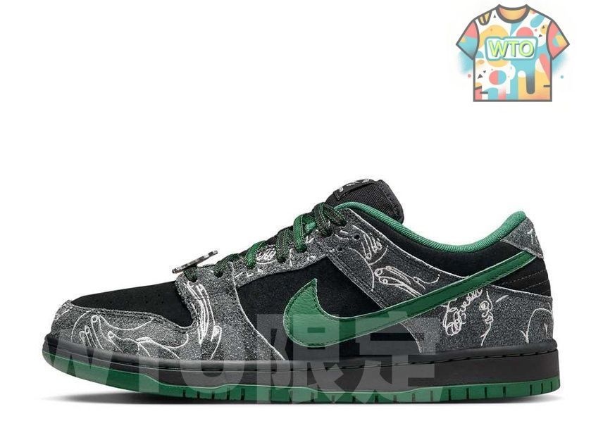 ゼアスケートボード × ナイキ SB ダンク ロー プロ アンスラサイト アンド ゴージグリーンHF7743-001-WTO輸入1