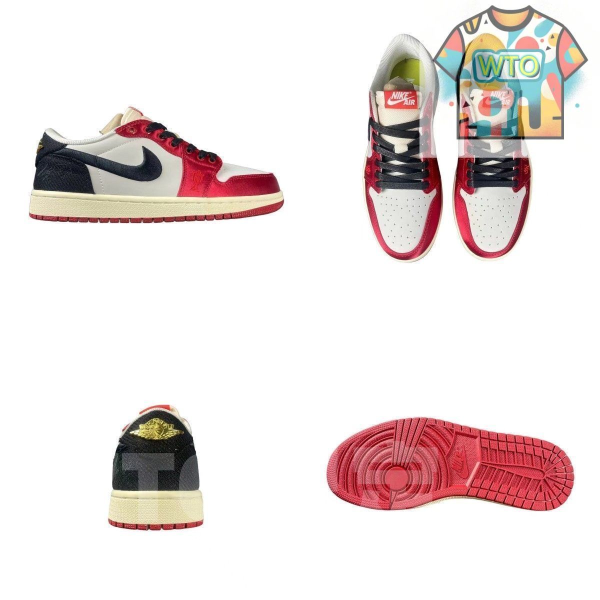 Trophy Room × Nike Air Jordan 1 Low OG Sail and Varsity Red ナイキ fn0432-100
