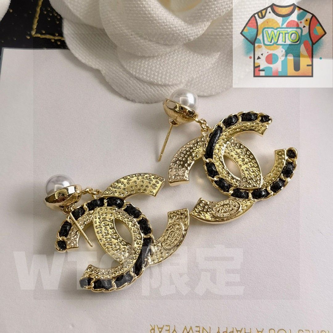  WTO通販 CHANEL ザ マザーズ クリスタルパール レザーイヤリング 中サイズ -WTO輸入-OUF 34 イヤリング ノンホールピアス アクセサリー