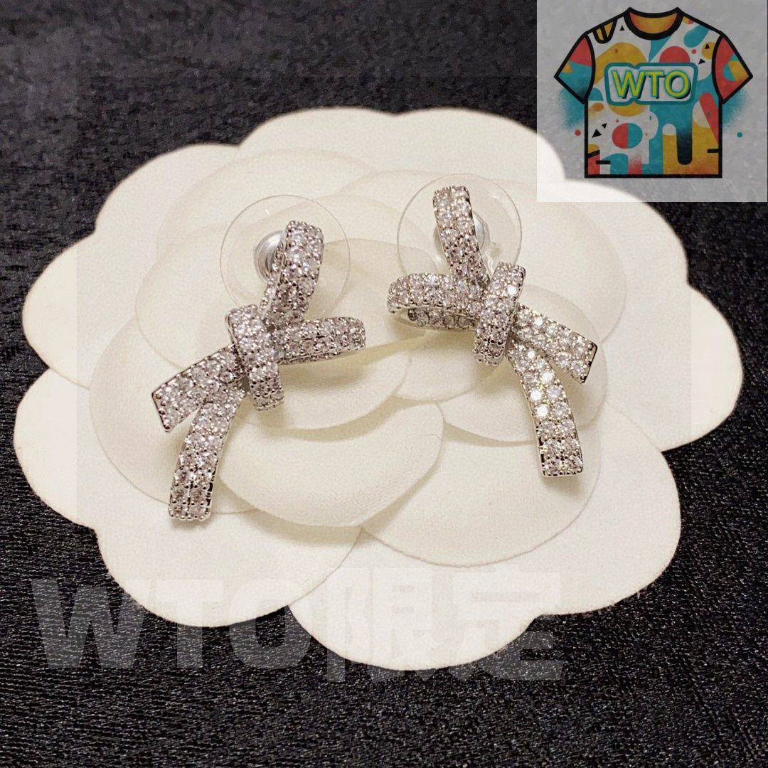  WTO通販 CHANEL 2025 年 ダイヤモンド ボウ イヤリング WTO輸入 TYD 87 イヤリング ノンホールピアス アクセサリー