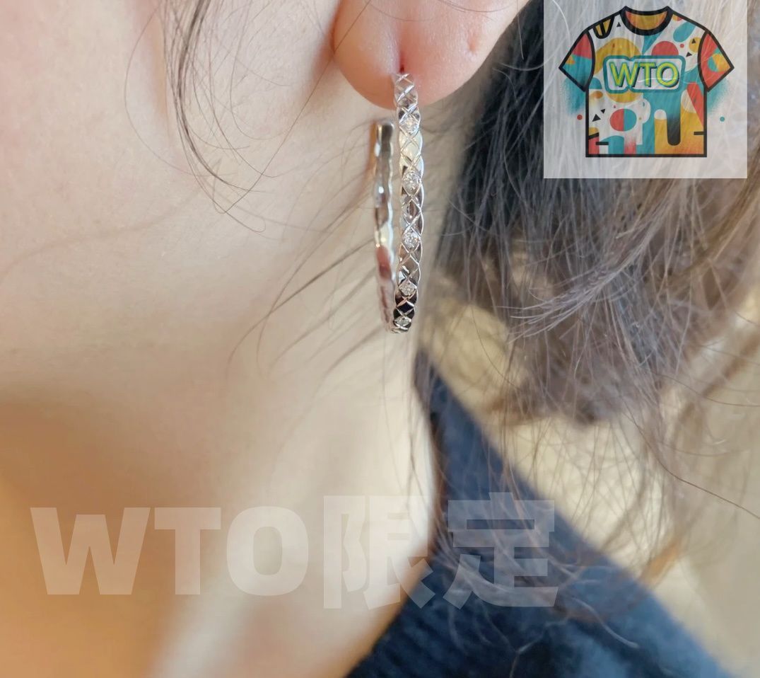 WTO通販 Chanel ヴィンテージ 大サイズ菱格 菱型格子 スパークルイヤリング V 金素材 在庫-WTO輸入-YFH45