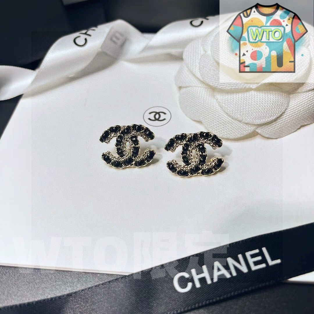  WTO通販 Chanel シャネル スワロフスキー クリスタル レザーチェーン アイヤリング-WTO輸入-JDV 08 イヤリング ノンホールピアス アクセサリー