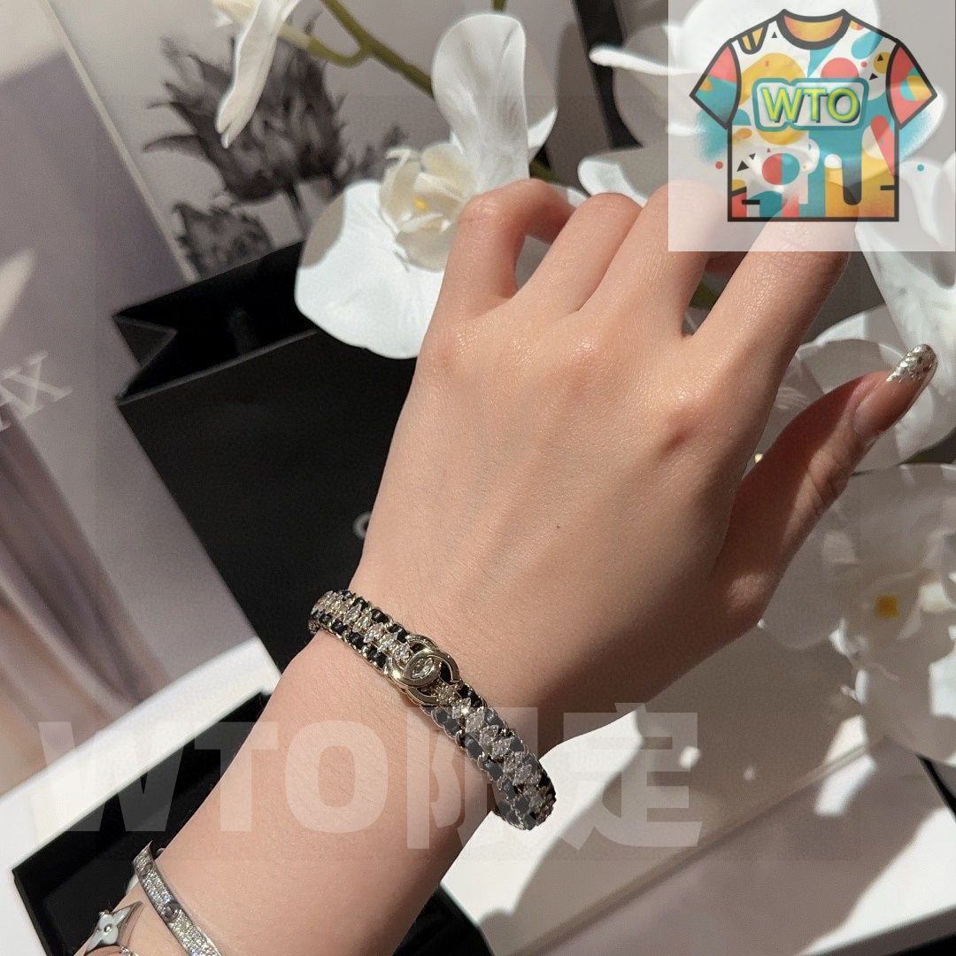 WTO通販 Chanel シャネル スワロフスキー クリスタル レザーチェーン ブレスレット-WTO輸入-TIX 98