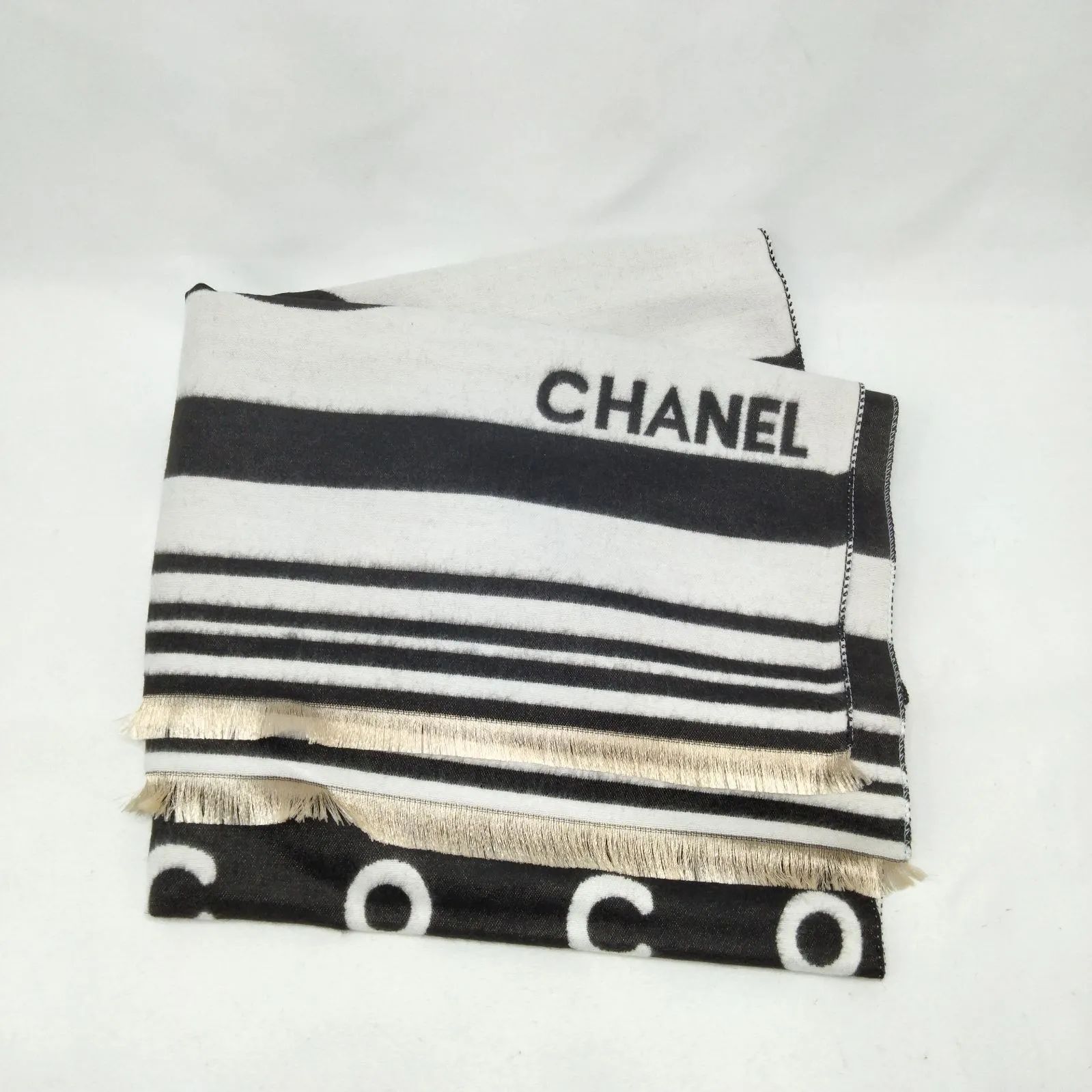 ️CHANEL ️シャネル ココマーク ストール マフラー ブラック ホワイト