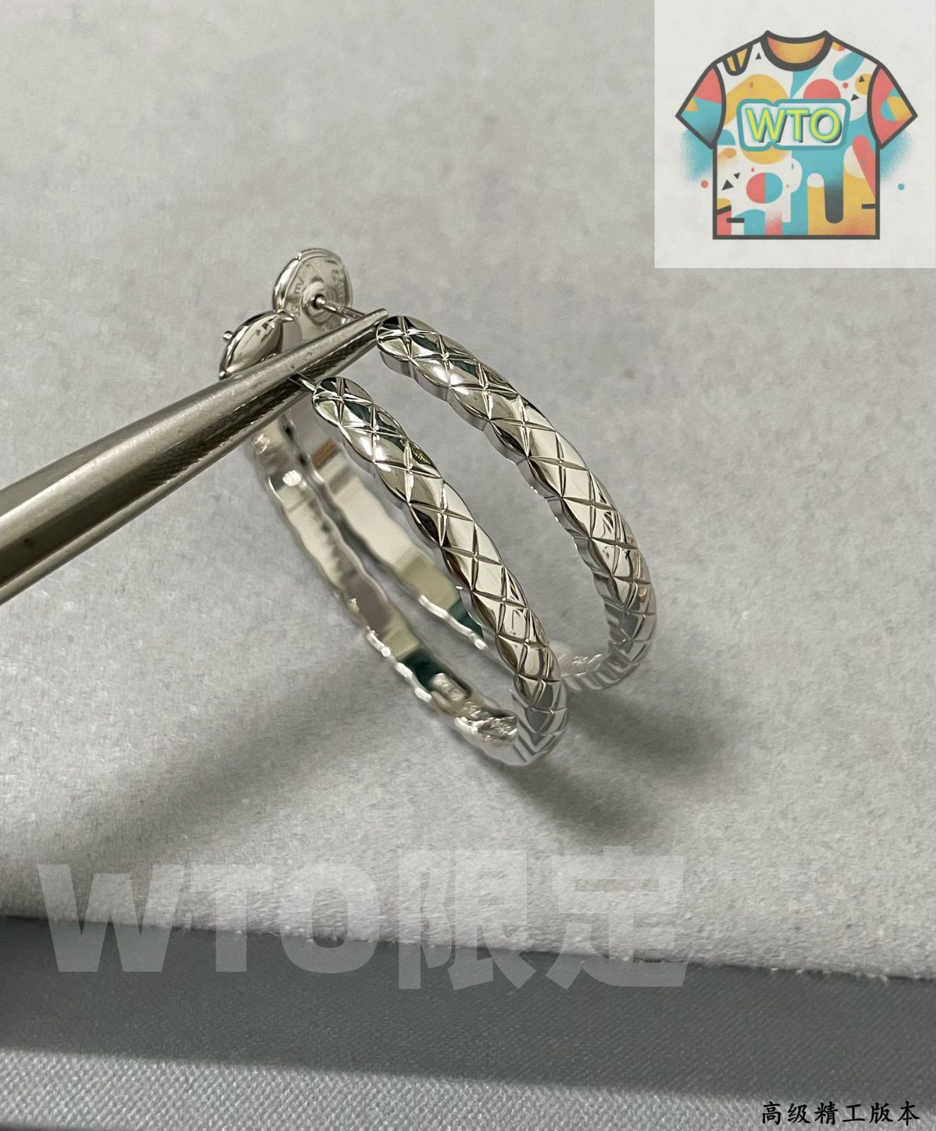  WTO通販 V 金素材 CHANEL シャネル CNC 精密彫刻 ラージサイズ 菱格 ダイヤモンドクォーター 光面イヤリング-WTO輸入-TJI 71 イヤリング ノンホールピアス アクセサリー