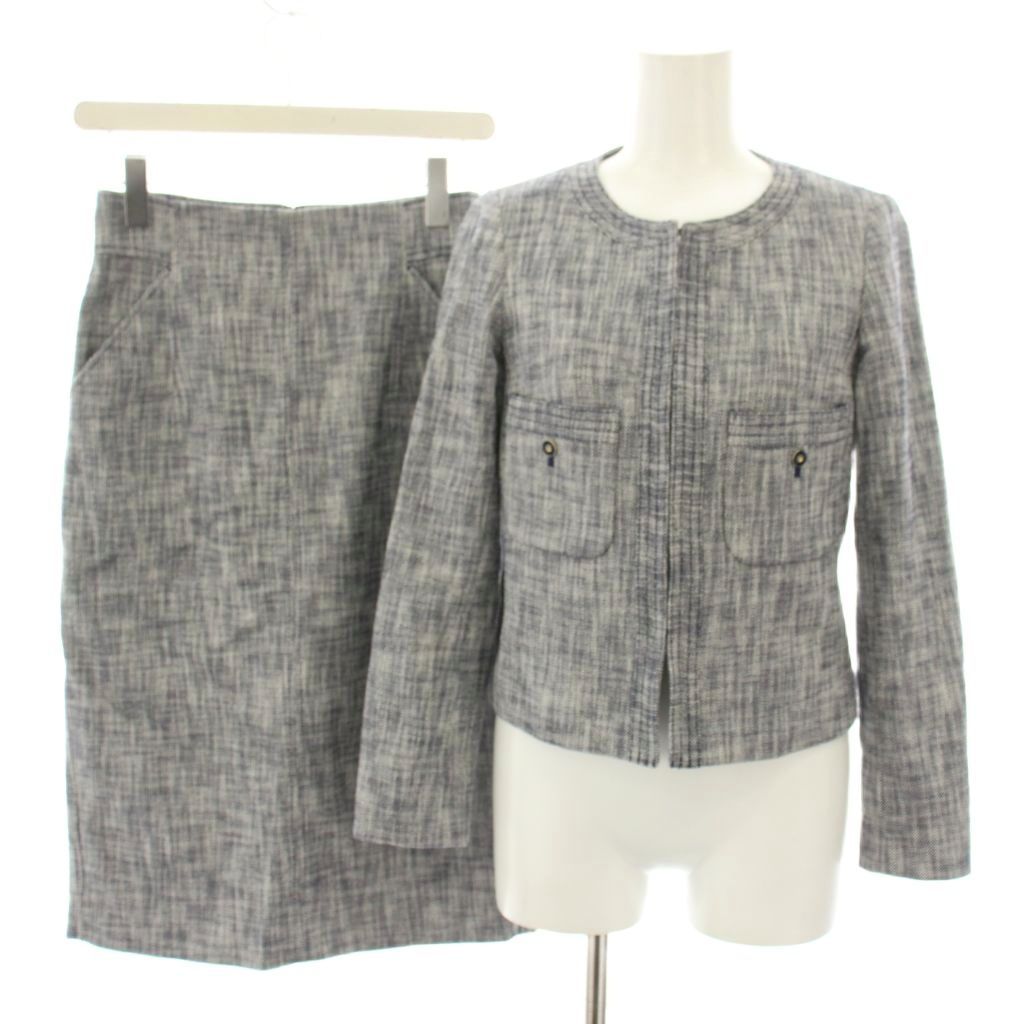 アナイ ANAYI スーツ セットアップ 上下 ノー ジャケット 34 スカート ロング タイト 36 紺 ネイビー YT