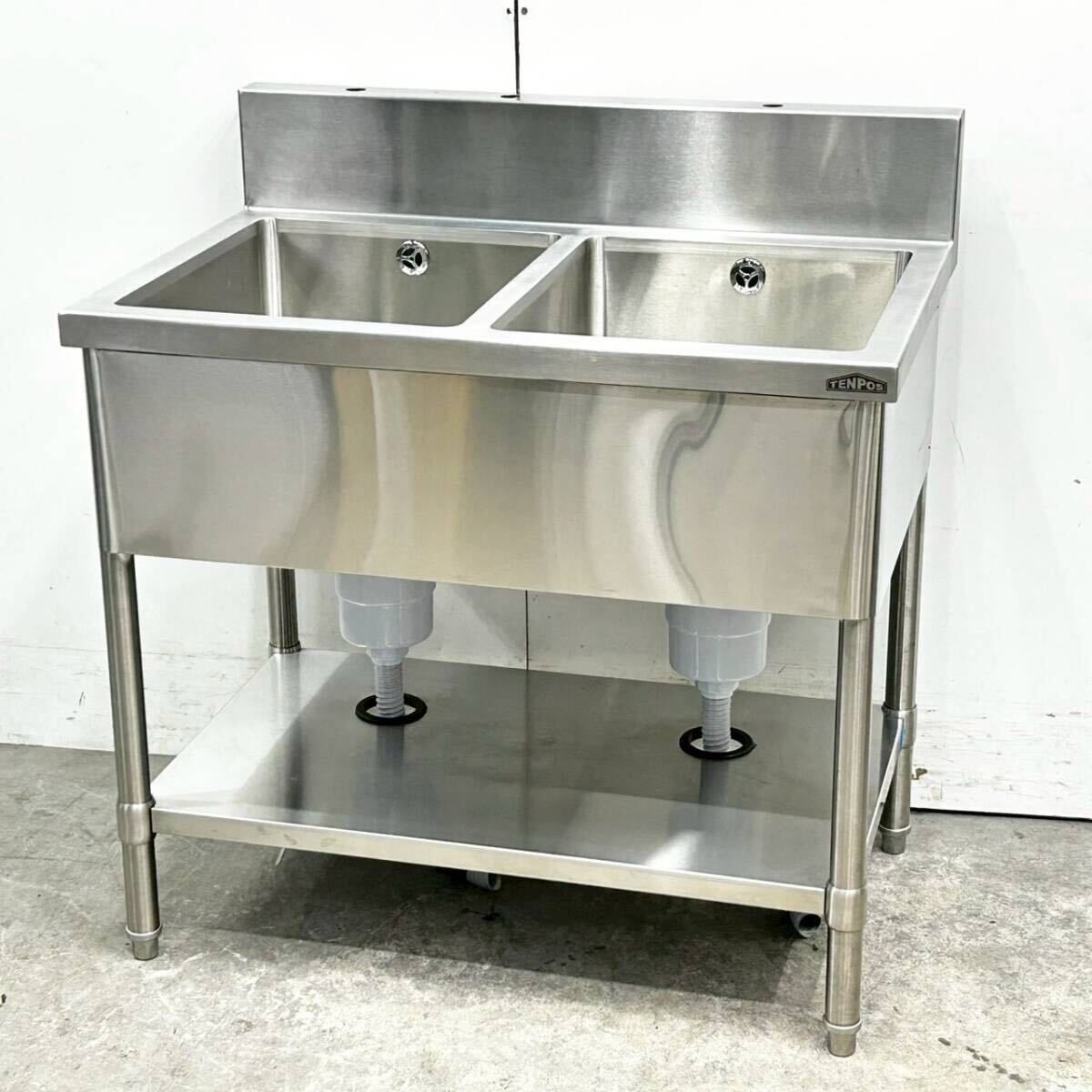2槽シンク W 900×D 600×H 800 テンポス 流し台 ステンレスシンク 業務用シンク 厨房