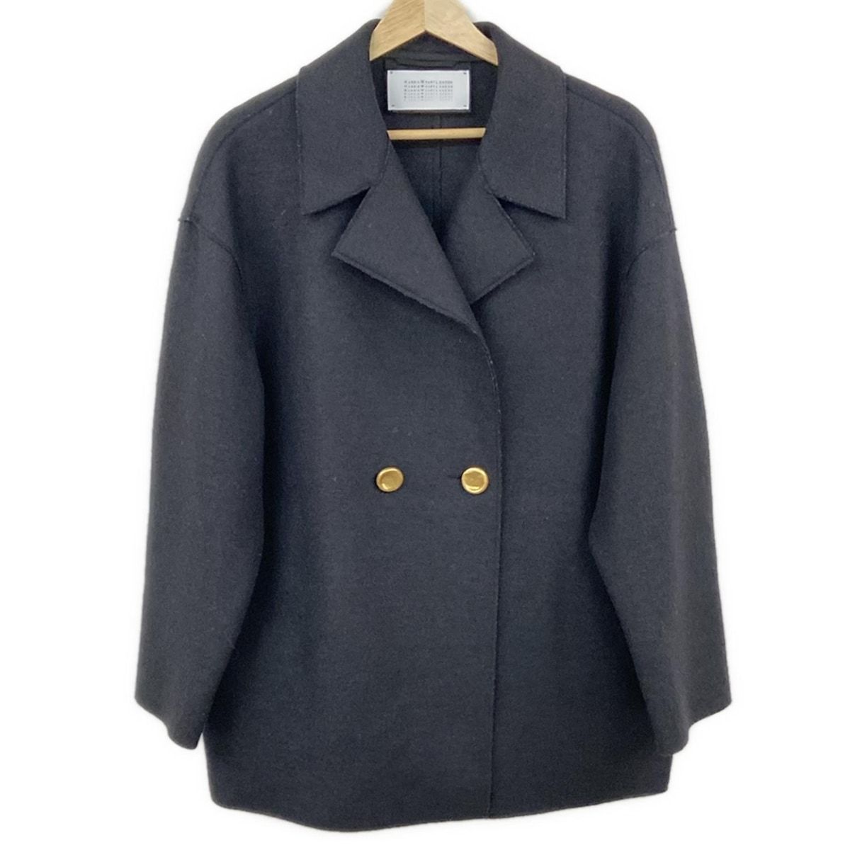 HARRIS WHARF LONDON ハリスワーフロンドン コート サイズ42 L レディース 黒 長袖 秋 冬