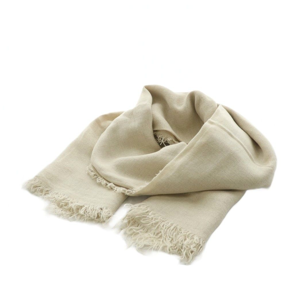アソースメレ ASAUCE MELER ストール フリンジ リネン 麻 アイボリー AN8