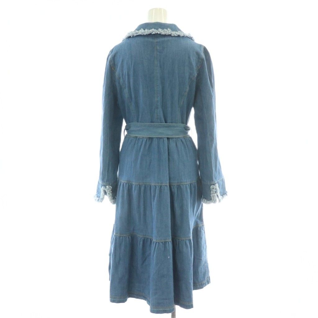 エムズグレイシー M S GRACY 22AW デニムティアードコート ロング 38 青 ライトブルー フリンジ JY-219105 YM