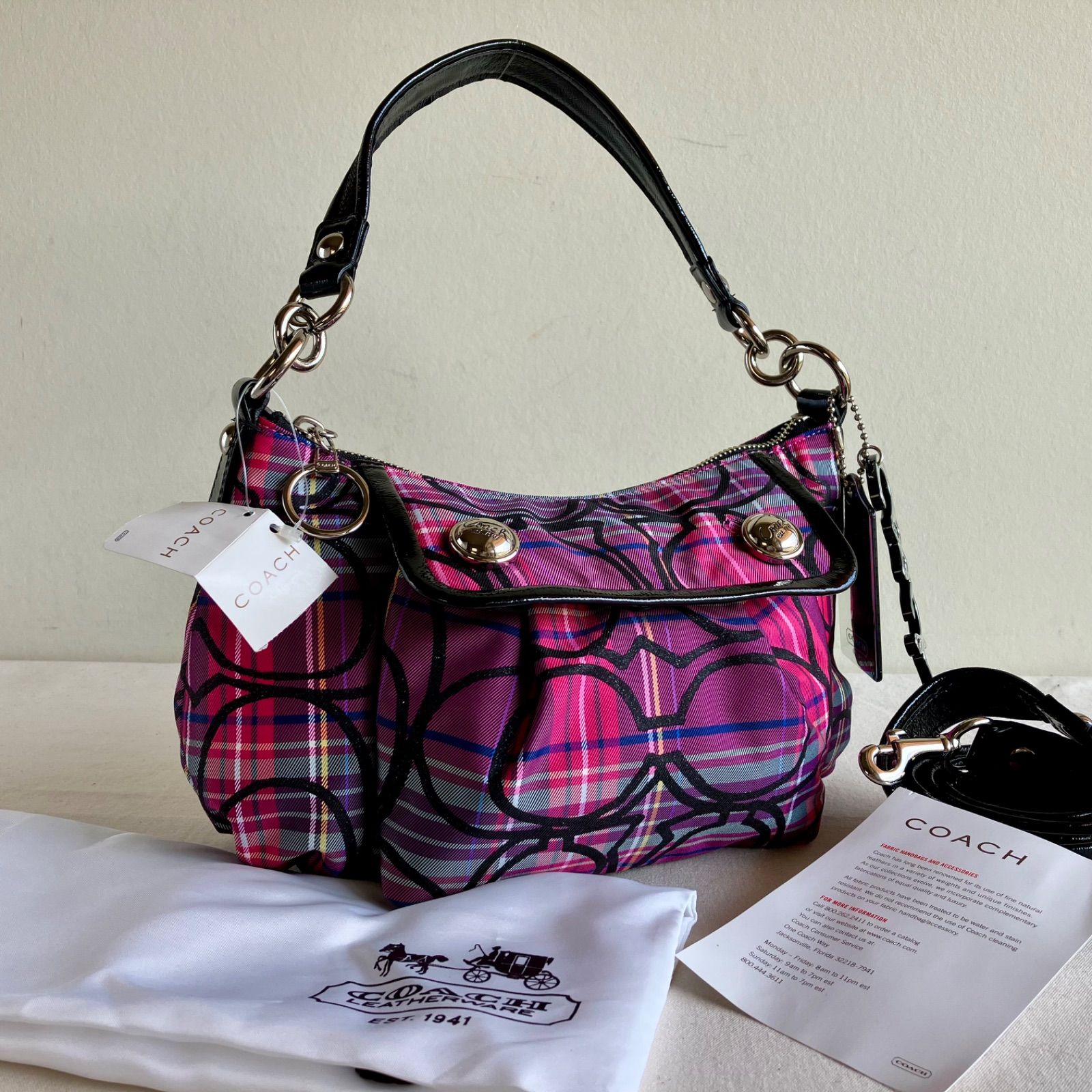 バッグ Y2K COACH POPPY Tartan Check Grooby 2WAY COACH POPPY Tartan