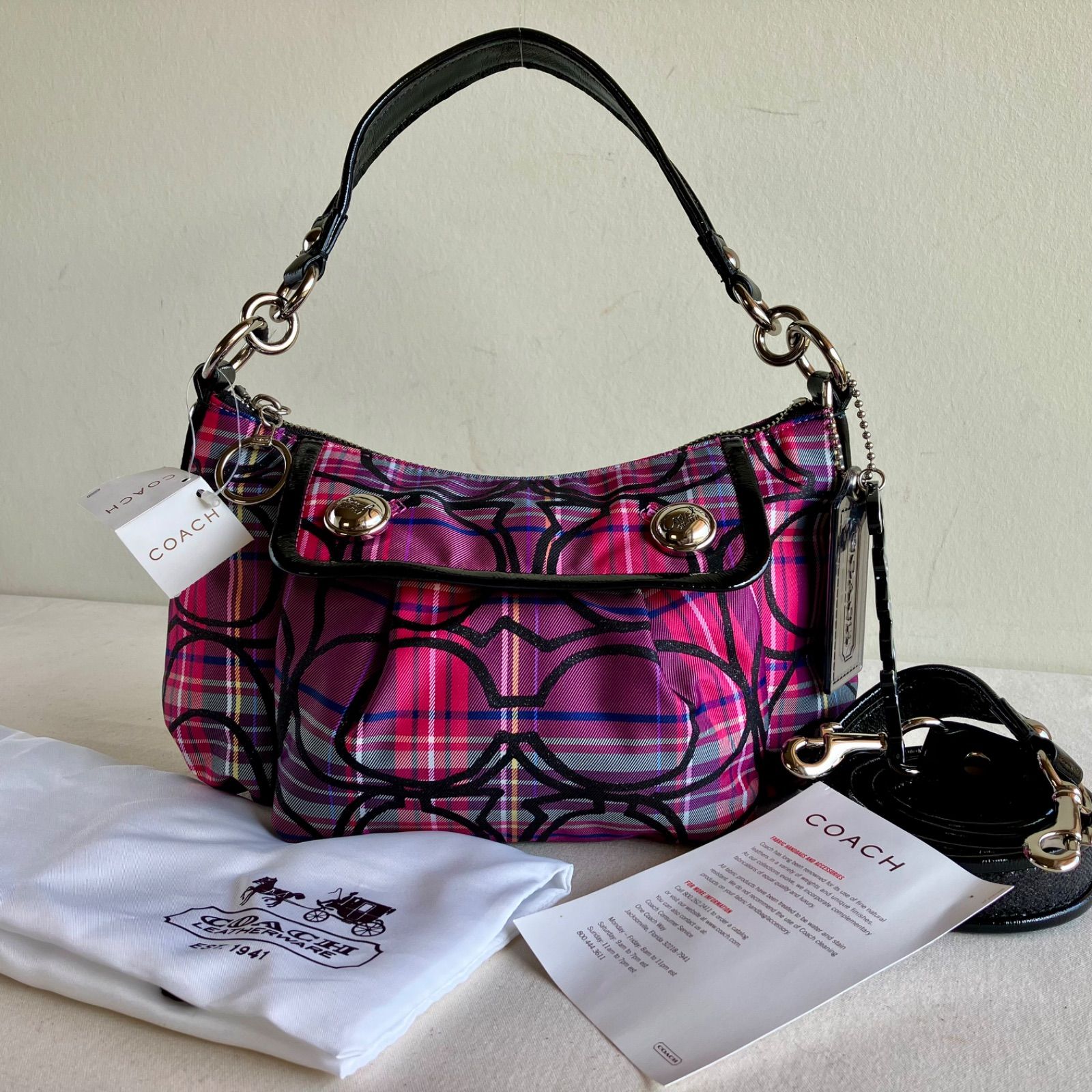 Coach Poppy Tartan Groovy Shoulder Bag 2way Checkered Pattern