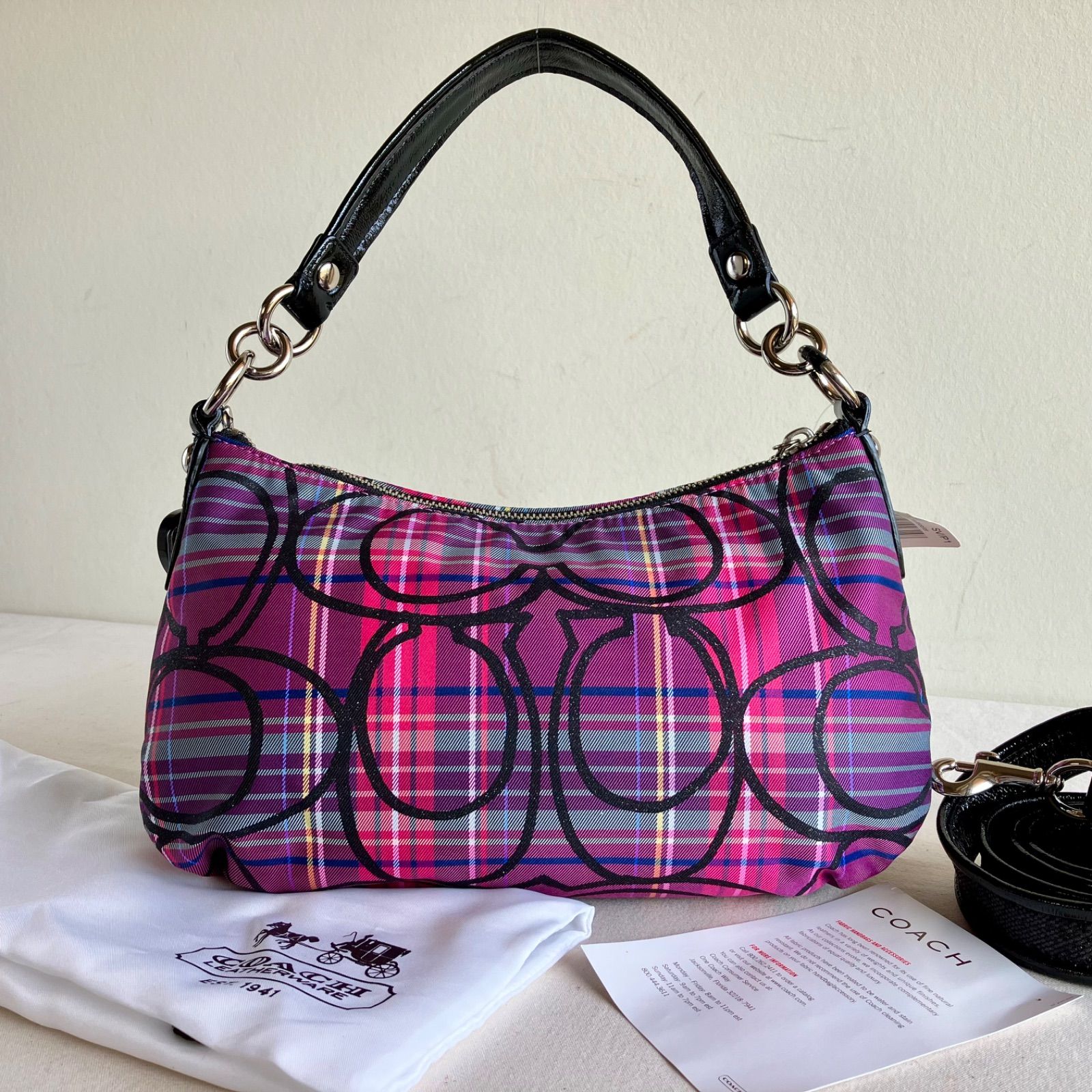 バッグ Coach Poppy Tartan Groovy Shoulder Bag Coach Poppy Tartan Groovy Shoulder Bag 2way Checkered Pattern