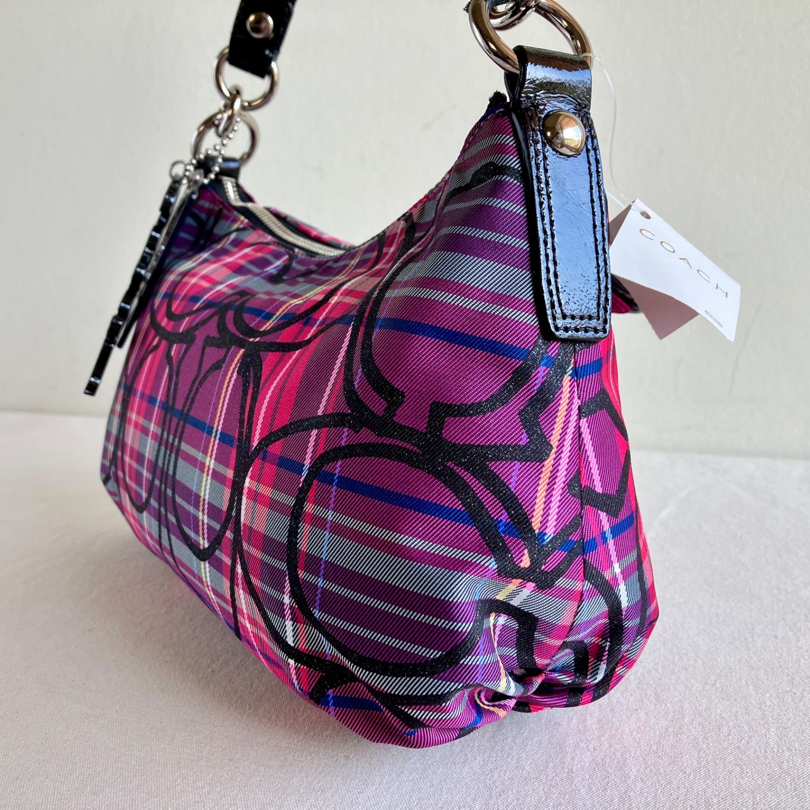 Coach Poppy Tartan Groovy Shoulder Bag 2way Checkered Pattern