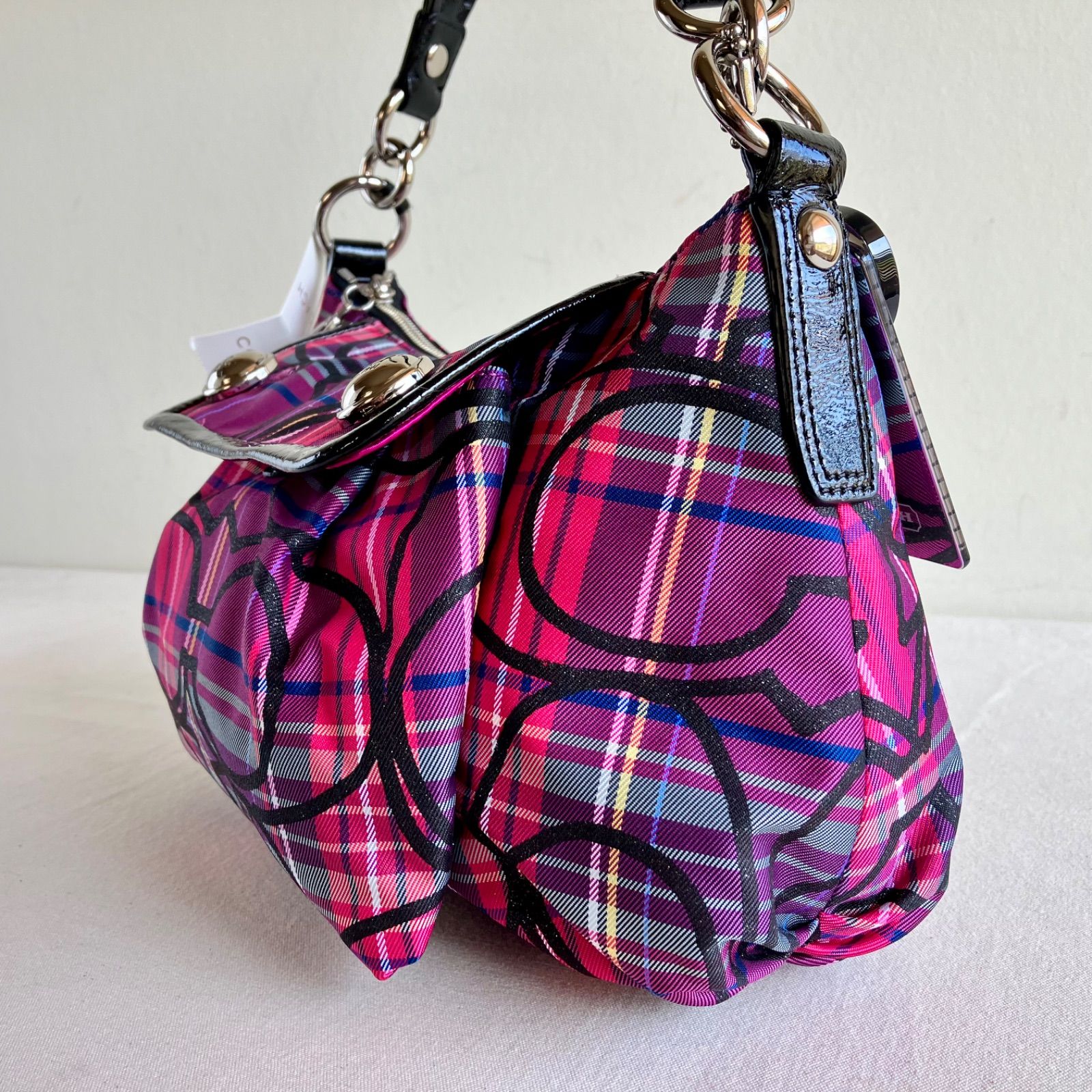 Coach Poppy Tartan Groovy Shoulder Bag 2way Checkered Pattern