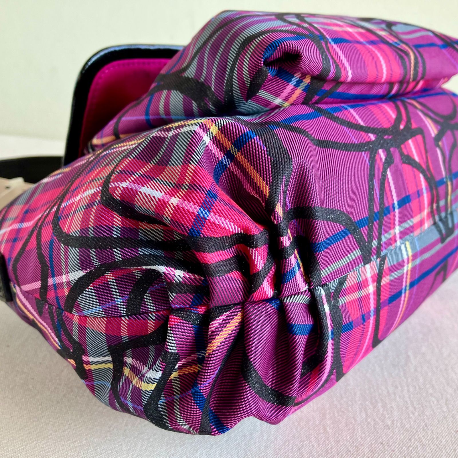 Coach Poppy Tartan Groovy Shoulder Bag 2way Checkered Pattern 