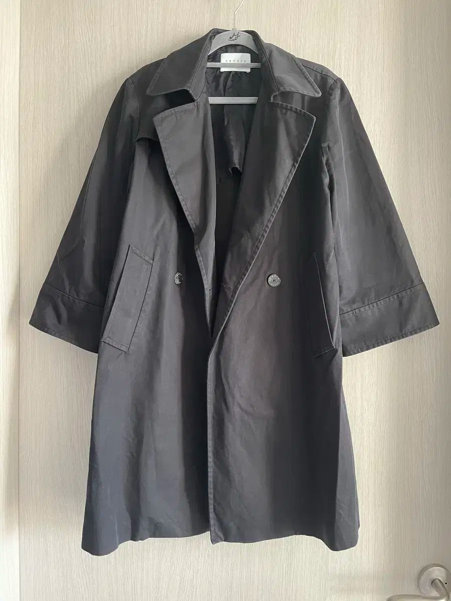 サンドロ レディース ブラック トレンチ コート