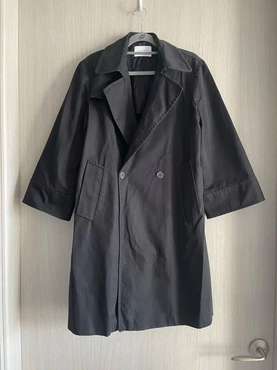 サンドロ レディース ブラック トレンチ コート