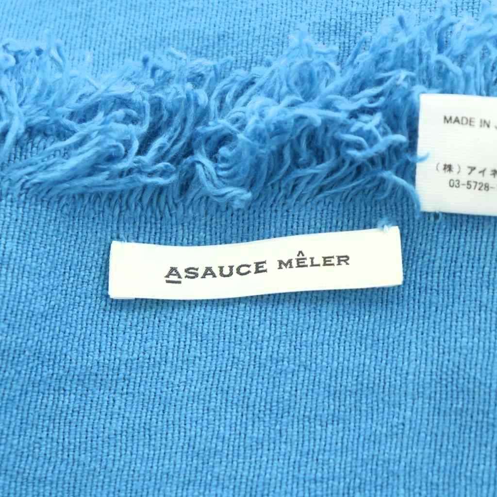 ASAUCE MELER アソースメレ スカーフ フリンジ 麻 リネン 青 ブルー